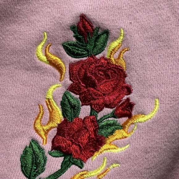 Teddy Fresh Hoodie Womens 2X Pink Embroidered Floral Bling Pullover Plus Size - Picture 7 of 14